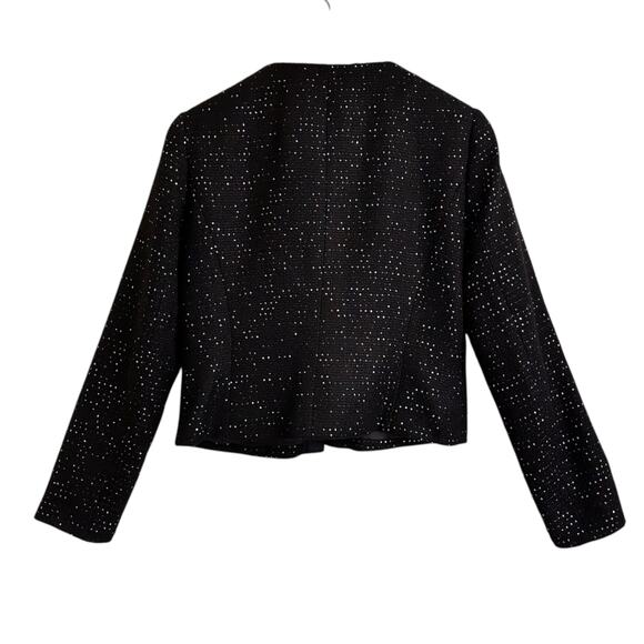 Nine West Iridescent Sparkle Open Front Cropped Blazer Jacket Sz 4 NYE Metallic - Picture 4 of 5